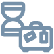 Illustration eines Koffers mit einer Sanduhr