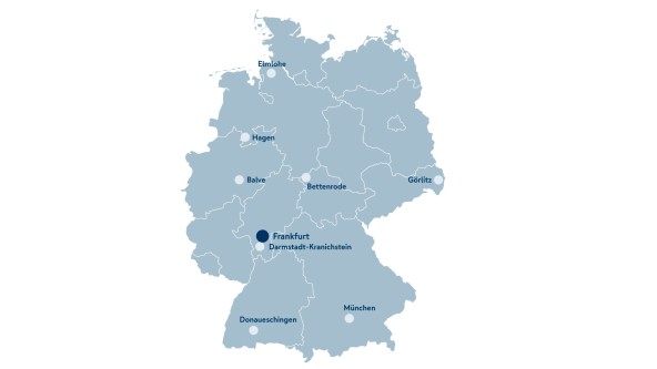 Landkarte von Deutschland mit den Standorten des NÜRNBERGER Burg-Pokal